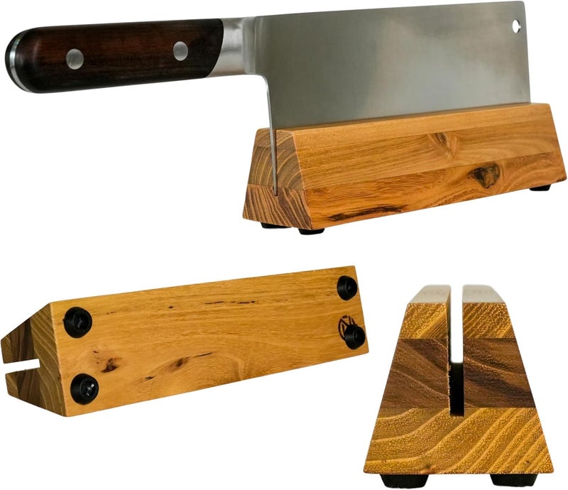 Nomware Cleaver Stand | 8.25-inch wood meat cleaver knife storage block (Teak, 4mm) - Image 1
